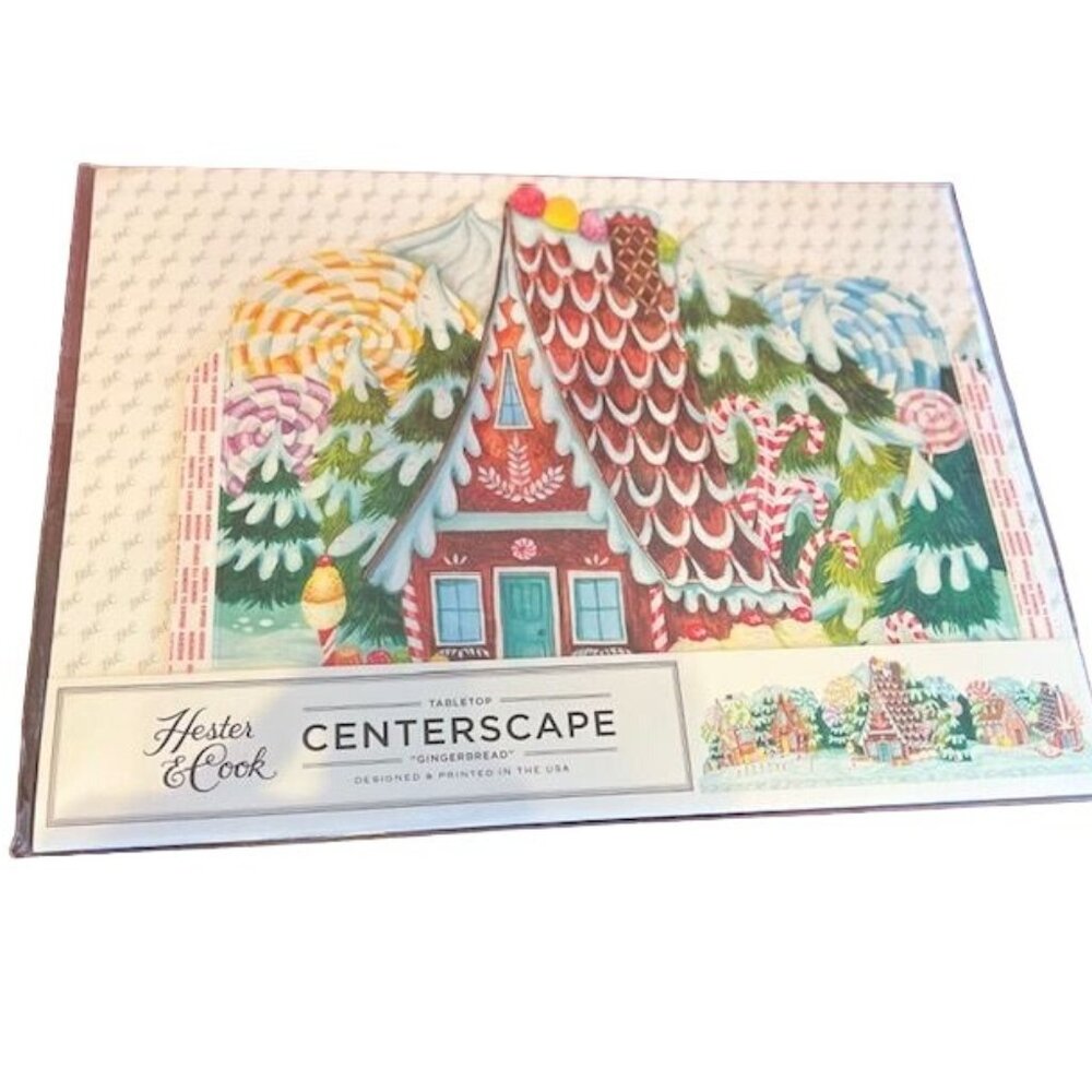Hester &‎ Cook Gingerbread Tabletop Centerscape Christmas decor Double-sided